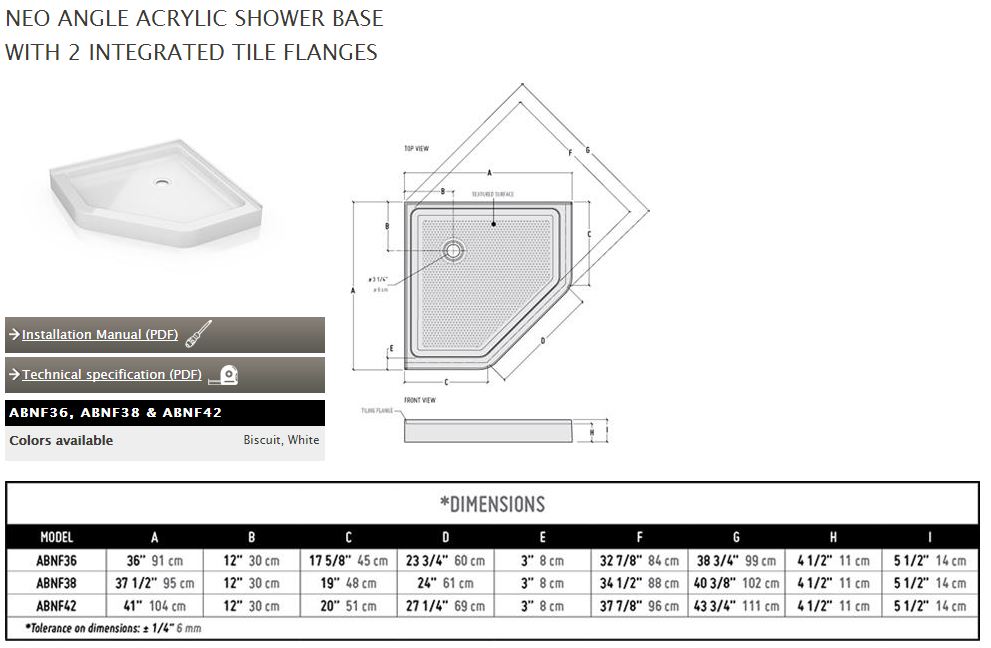 Neo Angle Shower Base Templates | ArtistCraft.com How To Measure A Neo Angle Shower